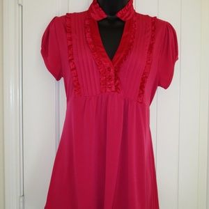 Heart Soul Empire Waist, Ruffle V-Neck Blouse